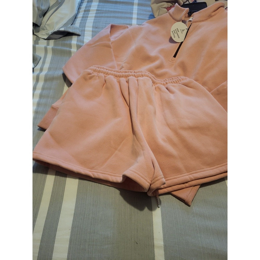 ANRABESS Pink Lounge Set – Sweatshirt & Shorts, Size S/ NWT - Picture 3 of 5